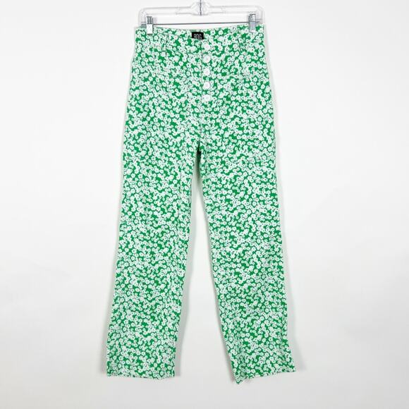 Urban Outfitters BDG Floral Straight Leg Jeans Green Size 26 - Picture 2 of 5